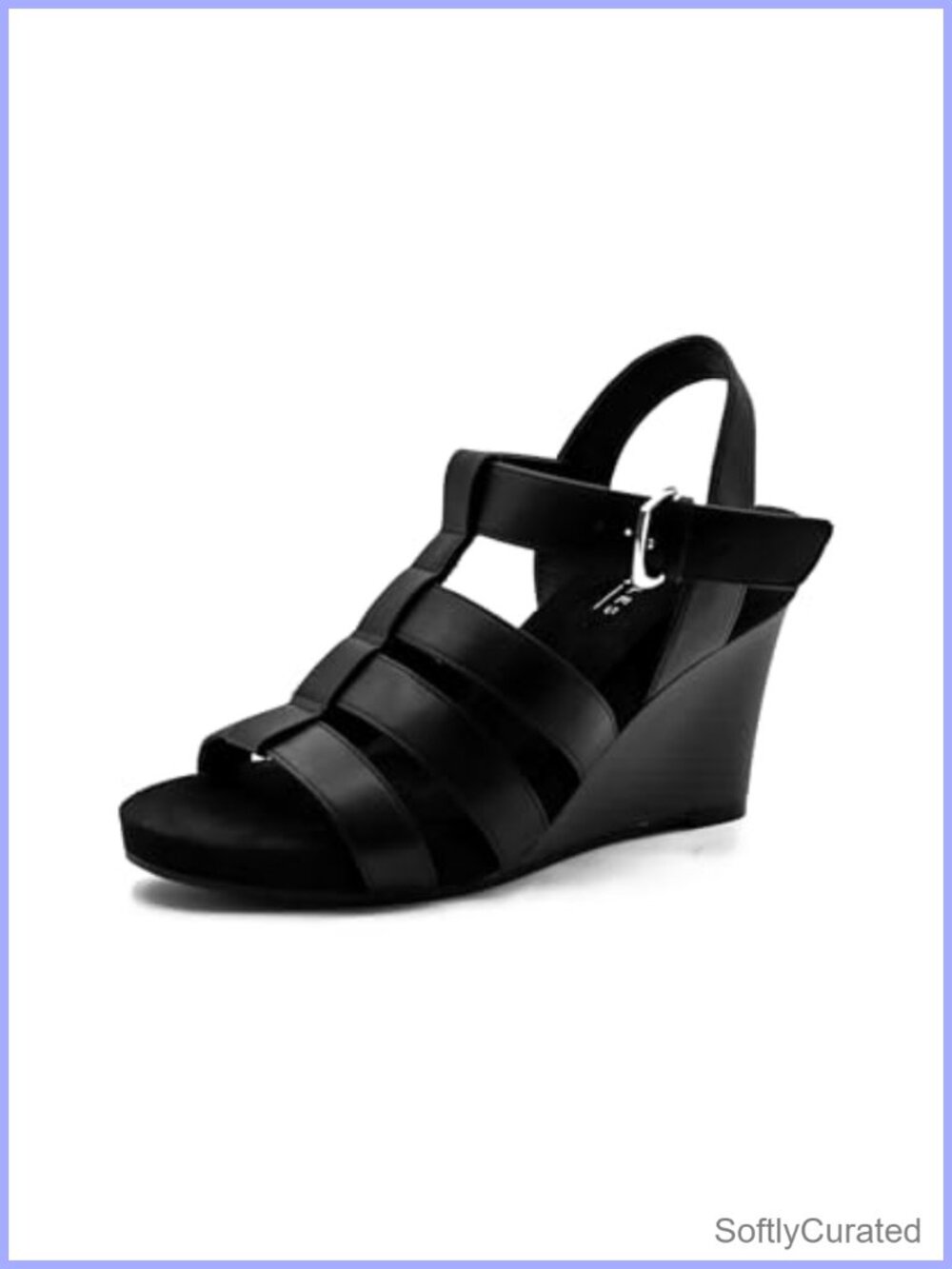 Aerosoles Pippa Sandal Faux Leather Wedge Heel Ankle Strap Buckle Comfort